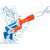 Nerf Super Soaker Twister water blaster, blue and white, with double water jets, shooting water