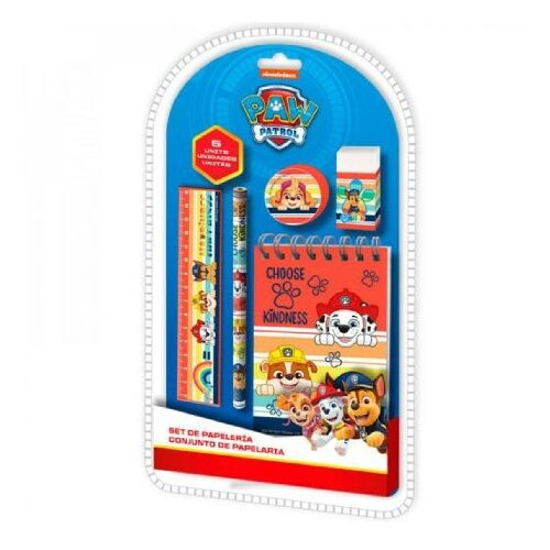 Mancs Őrjárat Írószer Szett - 5 darabos, tartalmaz jegyzetfüzetet, ceruzát, radírt, vonalzót és hegyezőt