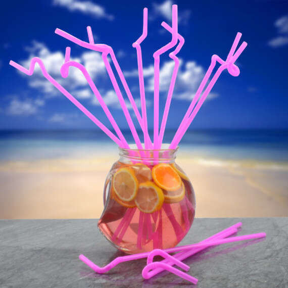 Rózsaszín Óriás Csavart Szívószál - 12 db - 50 cm