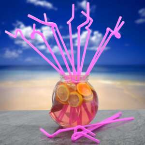 12 ružových obrovských ohýbacích slamiek, ideálnych na párty a nápoje - Barové pomôcky