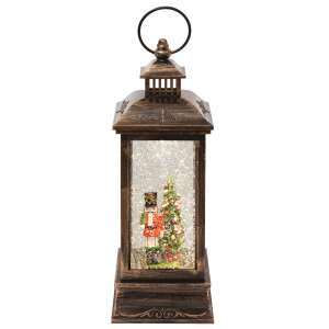 LED hópehely lámpa dióhéjjal és karácsonyfával, barna fém kivitelben - Home by Somogyi