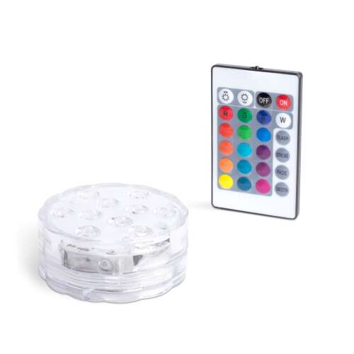 Remote controlled RGB LED pool light with 10 LEDs, waterproof, 13 colors, for swimming pools and jacuzzis