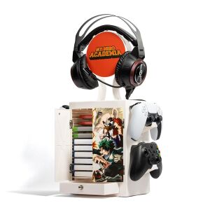 NUMSKULL My Hero Academia Játéktároló szekrény állvány nyitott ajtóval, fejhallgató és kontroller tartókkal PS5/Xbox Series konzolokhoz - Numskull