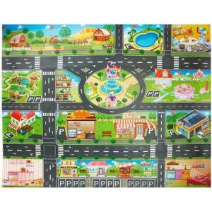 Play mat with city map design, perfect for playing with toy cars, featuring roads, buildings, parking spaces, and a variety of locations - Baby Gyms & Play Mat and Foam Puzzle