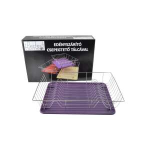 Perfect Home edényszárító csepegtető tálcával, krómozott fém és műanyag, lila színben - Edényszárító