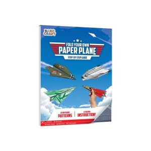 Basic Craft Falte dein eigenes Papierflugzeug Schritt-für-Schritt-Anleitung, 24 verschiedene Muster, 6 Faltanweisungen - Grafix