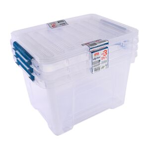 Heidrun Clipbox - Lite Átlátszó Tároló doboz 3x25L 43x32x25cm Clippes tetővel