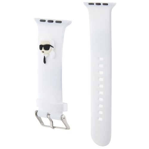 Karl Lagerfeld 3D gumi Karl fejszíj Apple Watchhoz 42/44/45/49mm - fehér