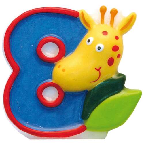 Lumânare de tortă Safari numărul 8 cu design de girafă