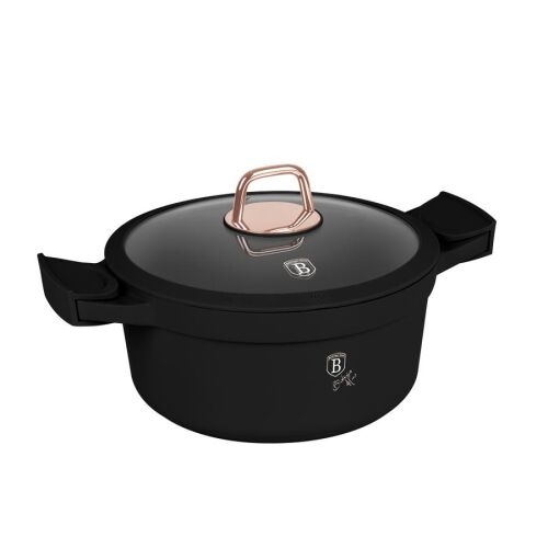 Berlinger Haus BH-1457 Black Rose Collection Lábas fedővel 24cm - Fekete, Rosegold