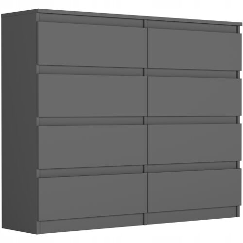 Antracit 8 fiókos Komód komód, minimalista design, fogantyúk nélkül