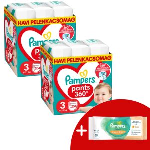 Pampers Pants Größe 3 (6-11kg) 408er Packung mit gratis Feuchttüchern - Wickeltasche und Windeln