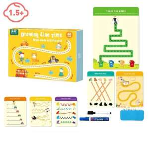 Drawing Line Time Wipe-clean Activity Book, 48 pages, for kids ages 1.5 to 4 years old, includes 2 markers and an eraser - Puzzle & logic activity book