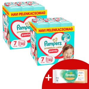 Pampers Premium Care Pants 2 Pachet lunar de scutece 17kg+ Junior 7 (160pcs) + Șervețele cadou 145317218 - Schimbarea scutecelor