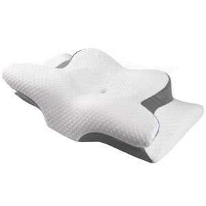 Ergonomikus pillangó párna oldalsó alváshoz, fehér és szürke - Nyakpárna