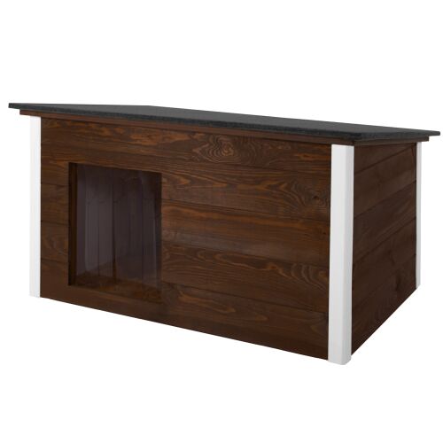 Dechland XL insulated dog house, dark brown wooden pet shelter