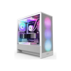 NZXT H5 Flow RGB Fehér PC Ház alkatrészekkel és RGB világítással - NZXT