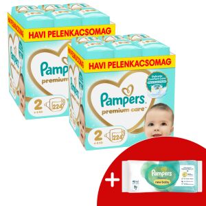Pampers Premium Care 2 Pachet lunar de scutece 4-8kg Mini 2 (448 buc) + Șervețele cadou 145223191 - Scutece bebelusi