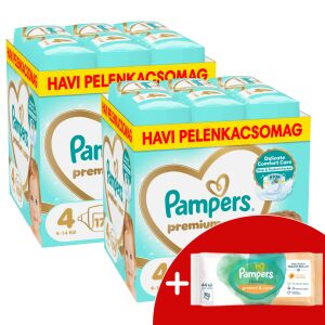 Pampers Premium Care 2 Monatspackung Windeln 9-14kg Maxi 4 (348 Stück) + Geschenk-Feuchttücher 146265706 - Windeln