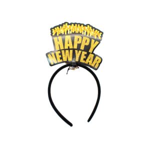 Traka za glavu Sretna Nova Godina sa zlatnom lametom - Potrepština za party