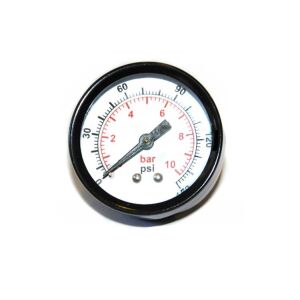 Tlakomer, tlakomerné hodiny 0-10 barov so zadným pripojením 1/4" kovové puzdro s priemerom 50 mm 113873937 - Technic