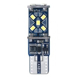 Canbus T10 LED žiarovka, predný pohľad, 15 SMD 2016 čipmi, biele svetlo, 12V, 33mm dlhá, 9mm priemer - Auto žiarovky