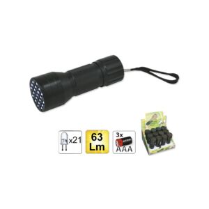 Schwarze JBM LED-Taschenlampe mit 21 LEDs, 63 Lumen, 3 AAA-Batterien - JBM