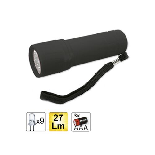 Schwarze JBM Taschenlampe mit 9 LEDs und Handgelenkband