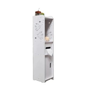 Dulap Vertical pentru Baie, 3 Compartimente, din Plastic, 80x20x24 cm, Alb