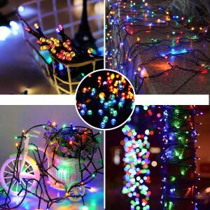 Wielokolorowe lampki choinkowe LED, 4 różne przykłady zastosowania, wewnątrz i na zewnątrz, IP44 wodoodporne - Lightshine