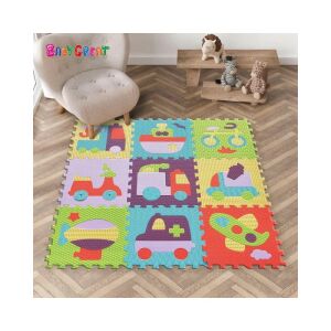 Babygreat Puzzle Mat s dopravnou témou, 9-dielna puzzle podložka pre bábätká, 122x122 cm - Puzzle z penovej gumy