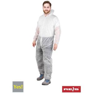 Combinezon de protectie cu gluga din 100% polipropilena de unica folosinta YES-KOM S 121734890 - Salopete de lucru