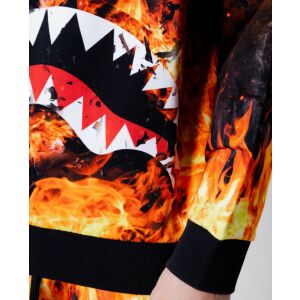 Sprayground Shark On Fire Hoodie Checkered Pullover Männer Orange Xl 113882933 - Sprayground