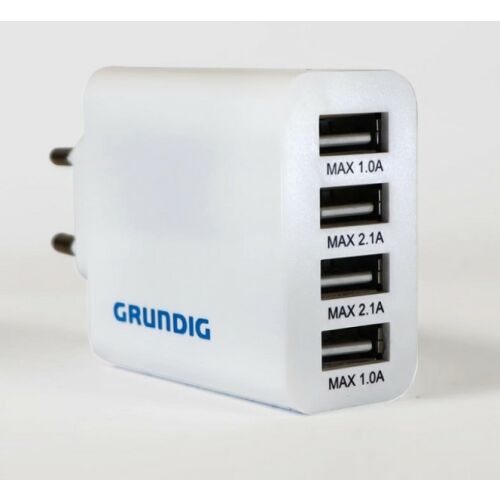 Grundig USB adapter 4 porttal, fehér, 230V