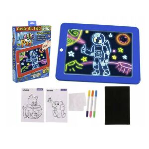 Magic Pad 3D Zeichentablett mit LED-Licht, blau, Set mit Stiften, Schablonen und Reinigungstuch - Nonbrand Maltafeln