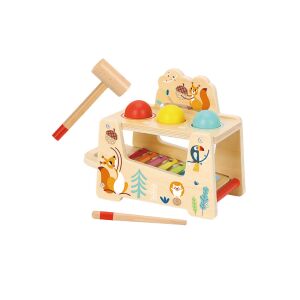 Tooky Toy Pound & Tap Bench: Drevená hudobná hračka 2 v 1 so xylofónom a kladivkom pre batoľatá a predškolákov. Rozvíja jemnú motoriku, koordináciu oko-ruka a hudobnosť. - Hračky pre rozvoj škôlkarov