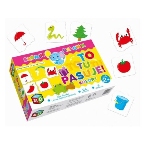 Kicsiknek való párosító játék, To Tu Pasuje! Színek puzzle az MG-től, 24 darab, fejleszti a logikát és a színfelismerést