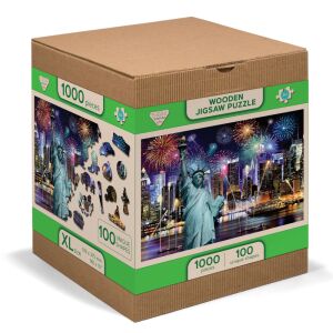 Puzzle din lemn cu figuri - New York City at night dimensiune XL, 1000 de piese 113884182 - Puzzle