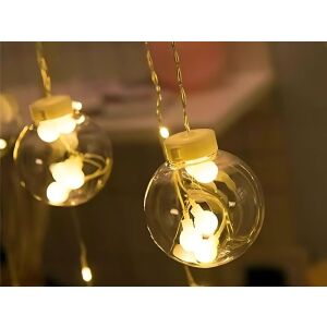 Függő MELEG FÜGGÖNY HÁLÓGOLYÓK fényfüzér, meleg fehér LED gömb fények beltéri dekorációhoz - Nonbrand Fényfüzér