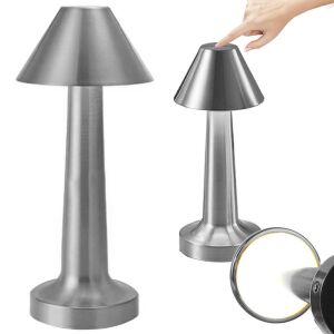 Lampă tactilă cu 3 niveluri de luminozitate, fără fir, reîncărcabilă, design modern, culoare argintie - Nonbrand Lămpi de masă