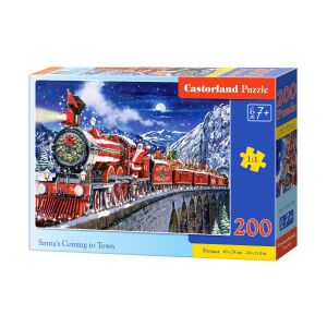 Puzzle Castorland 200 dielikov, Santa's Coming to Town, s vianočným vlakom so Santa Clausom - Castorland Puzzle