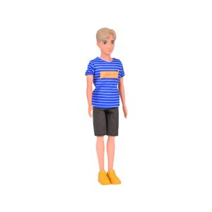 Anlily Paulo Za5416 Jungenpuppe in blau-weiß gestreiftem Shirt, khaki Shorts und gelben Sneakers - Nonbrand Baba