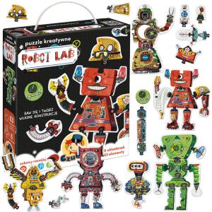 CzuCzu Puzzle Creativ Roboti Lab #4603, puzzle cu roboți din 63 de piese, construiește 8 roboți diferiți, pentru copii de la 3 ani - Puzzle 3D & Puzzle cu burete