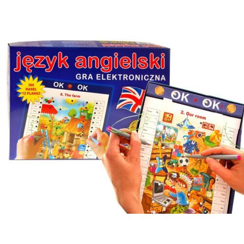 Elektronikus angol tanulójáték, GR0124, 12 táblával és 360 angol szóval, farmos jelenettel, 6-12 éves gyerekeknek - Társasjáték
