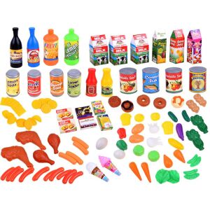 Set de 120 bucăți de mâncare de jucărie, mâncare de jucărie pentru joacă de-a, mâncare de jucărie pentru copii, jucării alimentare, set de joacă pentru magazin alimentar, joacă de-a cumpărăturile la magazin alimentar, set de joacă pentru bucătărie, joacă de-a bucătăria, jucării de bucătărie pentru copii - Joacă alimente