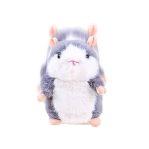 Jucărie de pluș hamster vorbitor gri și alb, repetă ceea ce spui - Plușuri interactive