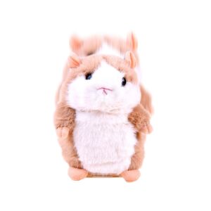 Jucărie de pluș hamster vorbitor, repetă ceea ce spui, maro și alb, vedere din față - Plușuri interactive