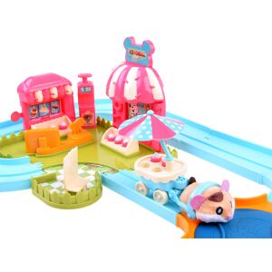 Setul Little Hamsters jucărie interactivă magazin de înghețată cu teren de joacă cu hamster, pistă și accesorii - Plușuri interactive