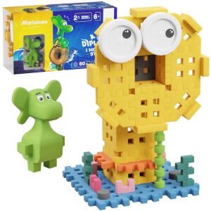 Marioinex Diplodocus és Tengeri Sziréna építőkockák, 60 darab, mini gofri figurák, építő készlet gyerekeknek, tartalmazza az útmutatót - Marioinex
