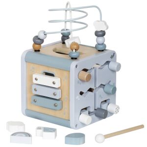 Centru de Activitáţi Multi Cube din Lemn pentru Copii Mici, Inspirat de Montessori, cu Labirint cu Márgele, Sortare de Forme, Xilofon şi Altele - Premergatoare, Premergatoare și Jocuri de dezvoltare pentru copii mici